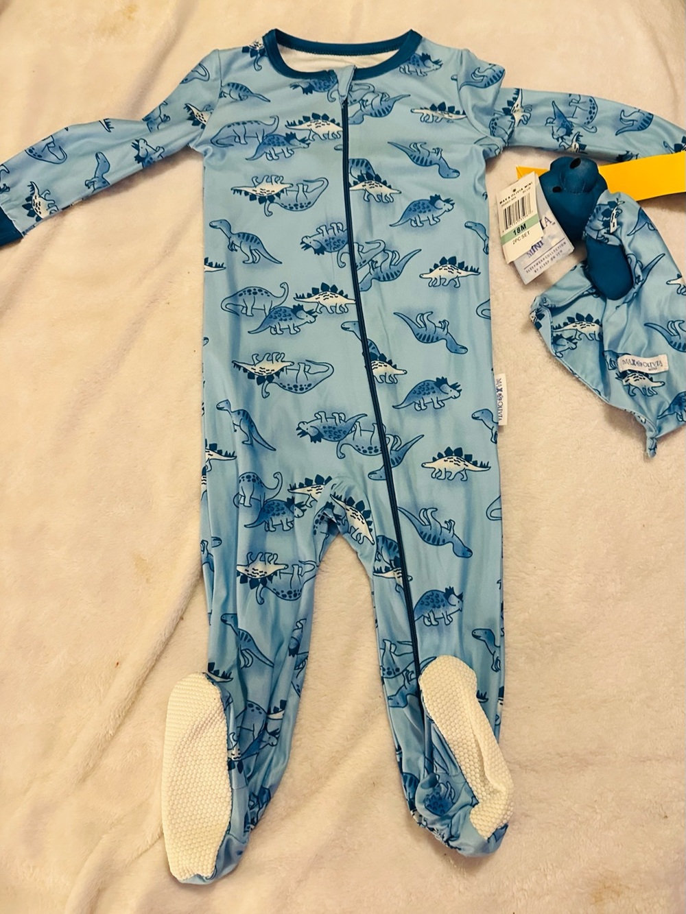 Carter's Light Blue Dinosaur Footed One-Piece